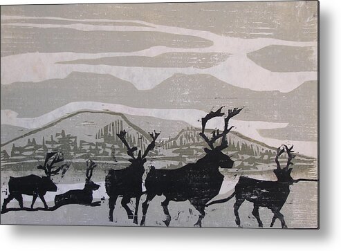 Caribou Metal Print featuring the painting Caribou Yukon Territory by Suzanne Giuriati Cerny