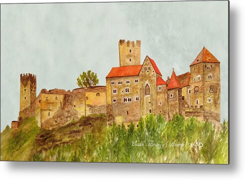 Castle Hardegg Metal Print featuring the painting Castle Hardegg by Angeles M Pomata