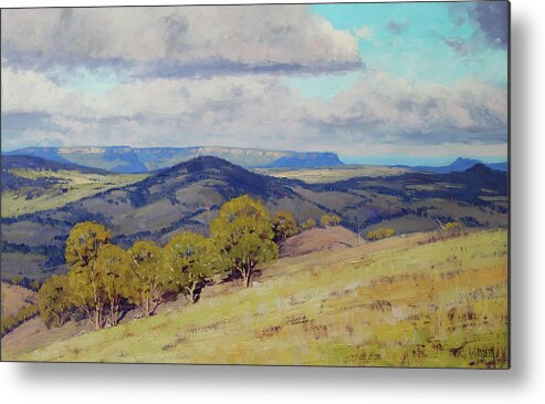 Nature Metal Print featuring the painting Cloud Shadows over the Kanimbla Valley by Graham Gercken