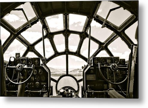 B-29 Metal Print featuring the photograph Cockpit View of B-29 Bomber Airplane by Amy McDaniel