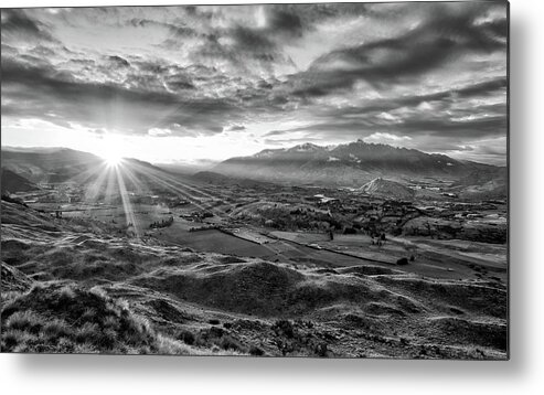 Skippers Canyon Metal Print featuring the photograph Coronet Peak and Skippers Canyon in B and W by Amber Kresge