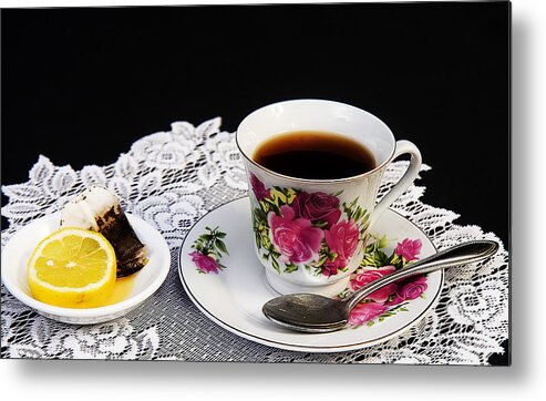 Tea Metal Print featuring the photograph Cup of Tea Please by Trudy Wilkerson