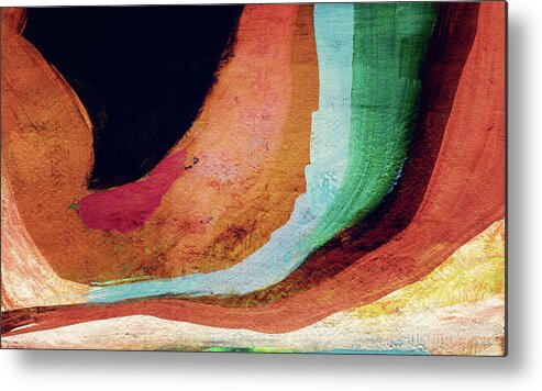 Abstract Metal Print featuring the painting Desert Night-Abstract Art by Linda Woods by Linda Woods