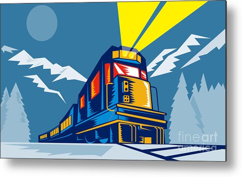 Diesel Train Metal Print featuring the digital art Diesel train winter by Aloysius Patrimonio