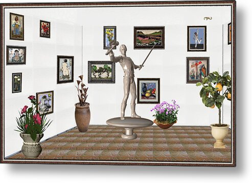 People Metal Print featuring the mixed media Digital Exhibition _ Guard Of The Exhibition2 by Pemaro