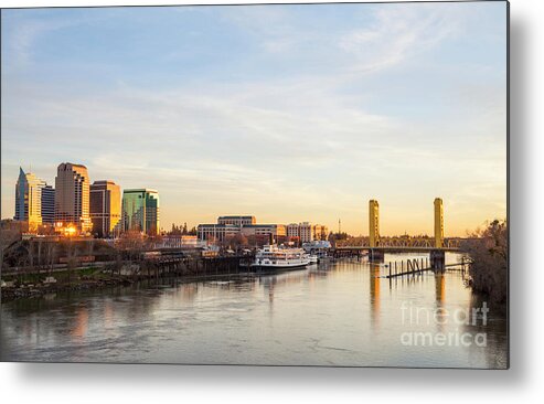 Downtown Metal Print featuring the photograph Downtown Sacramento skyline near sunset by Ken Brown