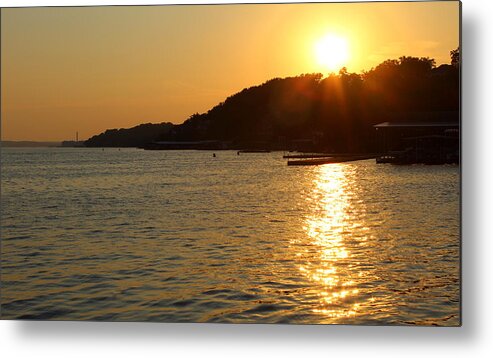 Lake Of The Ozarks Metal Print featuring the photograph Evening Glow by Fiona Kennard