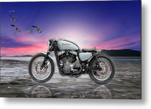 Cafe Racer Metal Print featuring the mixed media Exploring New Horizons by Marvin Blaine