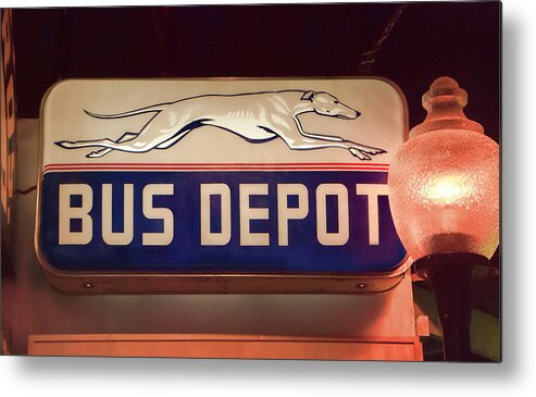 Greyhound Bus Depot Metal Print featuring the photograph Greyhound Bus Depot by Phyllis Taylor