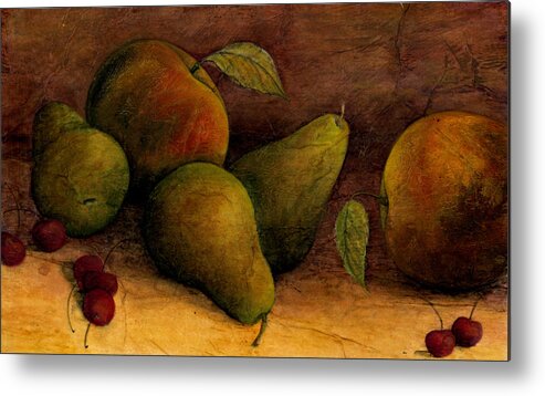 Peaches Metal Print featuring the painting Harvest of Fruit by Sandy Clift