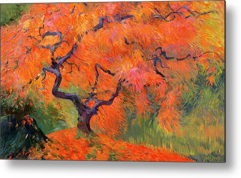 Japanese Maple Metal Print featuring the painting Japanese Maple Tree by Judith Barath