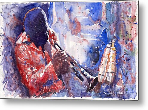 Jazz Metal Print featuring the painting Jazz Miles Davis 15 by Yuriy Shevchuk