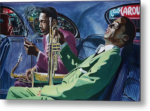 Celebrity Metal Print featuring the painting Kind Of Blue  - Miles Davis and John Coltrane by Jo King