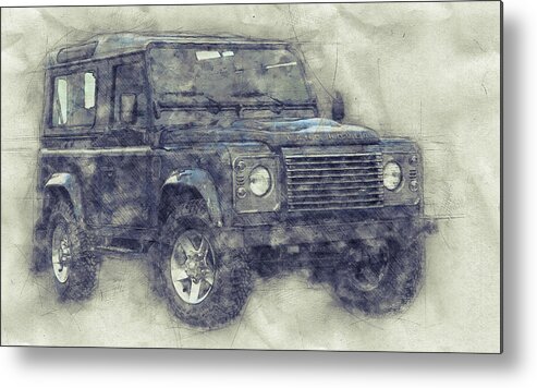 Land Rover Defender Metal Print featuring the mixed media Land Rover Defender 1 - Land Rover Ninety - Land Rover One Ten - Automotive Art - Car Posters by Studio Grafiikka