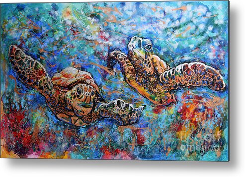Marin Animals Metal Print featuring the painting Marine Turtles by Jyotika Shroff