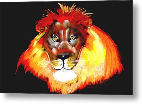 Lion Metal Print featuring the painting Master of the jungle 2 by Lorna Lorraine