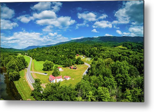 Aerial Metal Print featuring the photograph McGhee Farm Panoramic by Joe Shrader