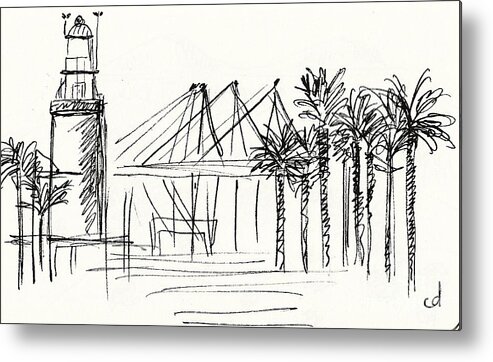 Drawing Metal Print featuring the drawing Muelle Uno in Malaga by Chani Demuijlder