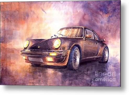 Shevchukart Metal Poster featuring the painting Porsche 911 Turbo 1979 by Yuriy Shevchuk