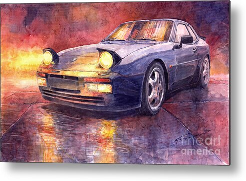 Shevchukart Metal Print featuring the painting Porsche 944 Turbo by Yuriy Shevchuk