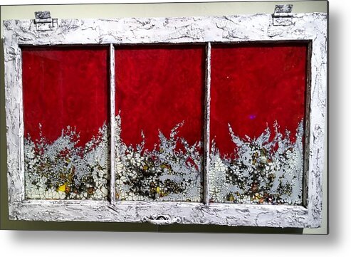 Red Metal Print featuring the mixed media Red and White Widow # 2 by Christopher Schranck
