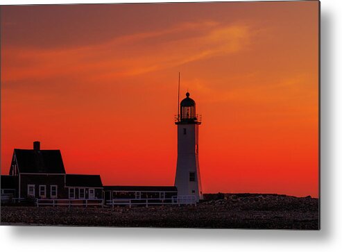 Lighthouse Metal Print featuring the photograph Red Sky in the Morning by Rob Davies