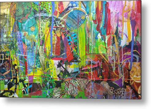 Abstract Bikini Expressionism Action Collage Magazine Print Texture Colorful Animal Metal Print featuring the painting Remember the Soapbox by Robert Anderson