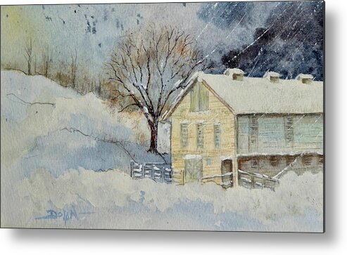 Farm Metal Print featuring the painting Rockville Farm in Snowstorm by Pat Dolan