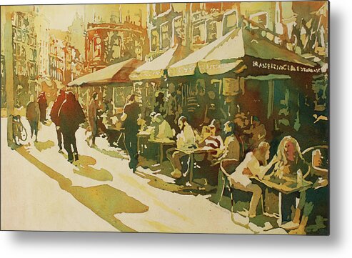 Amsterdam Metal Print featuring the painting Snapshot Cafe by Jenny Armitage