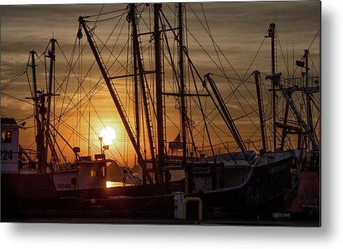 Aj Photographic Art Metal Print featuring the photograph Sunrise over the New Bedford Harbor by John Hoey