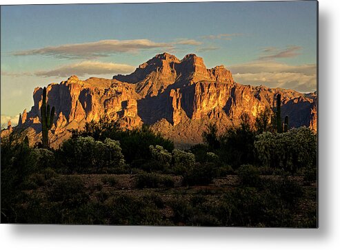 Superstition Mountains Metal Print featuring the photograph Superstitions at Sunset by Saija Lehtonen