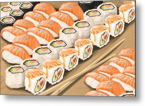 Sushi Metal Print featuring the painting Sushi by Veronica Minozzi