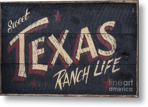 Texas Metal Print featuring the photograph Texas Wood Sign by Mindy Sommers