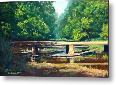 Landscape Metal Print featuring the pastel The Crossing Place by Diana Colgate