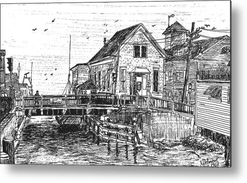 Bridge Metal Print featuring the drawing The Drawbridge by Vic Delnore