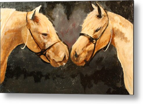 Landscape Metal Print featuring the painting Two Horse by Shannon Rains