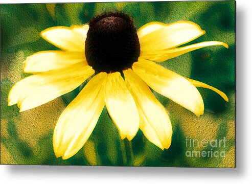 Yellow Metal Print featuring the photograph Vibrant Yellow Coneflower by Judy Palkimas