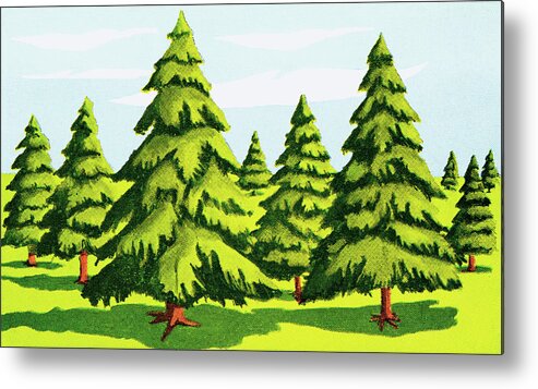 Campy Metal Print featuring the drawing Pine trees #3 by CSA Images