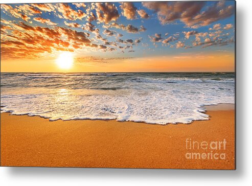 Florida Metal Print featuring the photograph Colorful Ocean Beach Sunrise by Vrstudio
