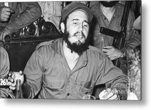 People Metal Print featuring the photograph Fidel Castro Eating Meal by Bettmann