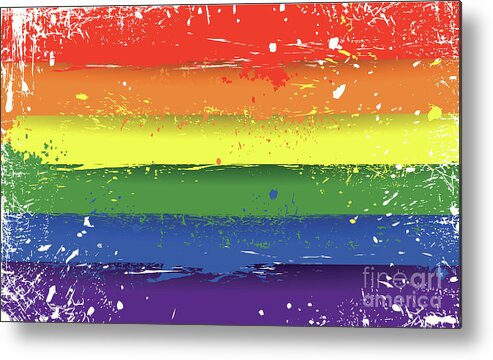 Shadow Metal Print featuring the digital art Grungy Lgbt Flag by Traffic analyzer