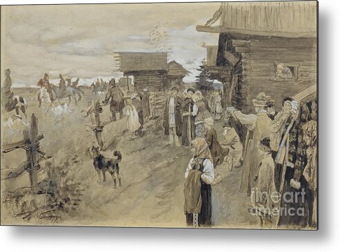 Horse Metal Print featuring the drawing Hunting With Borzois, 1907. Artist by Heritage Images