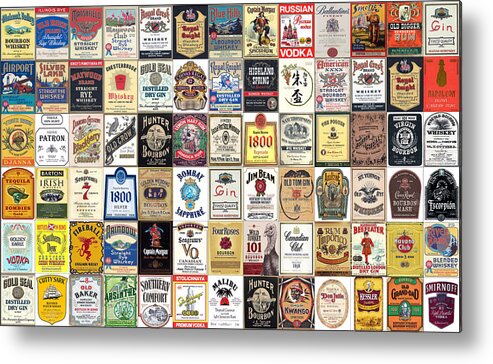 Liquor Labels Metal Print featuring the digital art Liquor Label Art by Pheasant Run Gallery