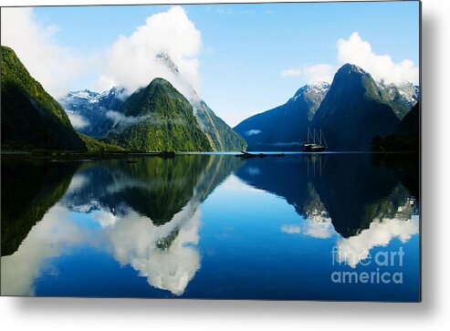 Beauty Metal Print featuring the photograph Milford Sound Fiordland New Zealand by Rawpixel.com