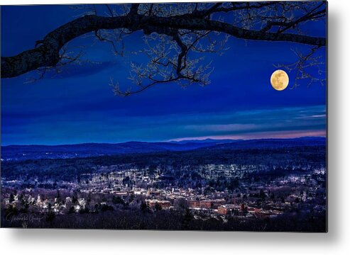 Tully Pond Metal Print featuring the photograph Moon Over Athol, Massachusetts by Mitchell R Grosky