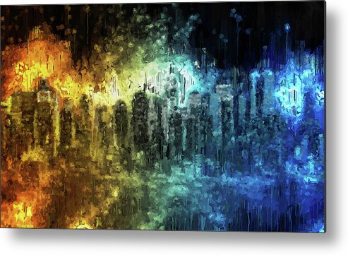New York Panorama Metal Print featuring the painting New York Panorama - 33 by AM FineArtPrints
