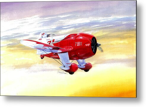 Granville Metal Print featuring the painting Russell Thaw's Gee Bee R2 by Simon Read