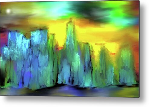 New York Metal Print featuring the digital art Sunset over New York by Michelle Ressler