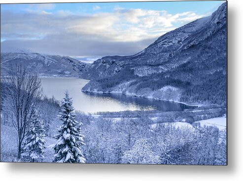 Landscape Metal Print featuring the photograph The First Snow by Mette Caroline Strksnes