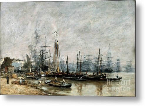 Working Metal Print featuring the drawing The Harbour Of Bordeaux, 1874. Artist by Print Collector
